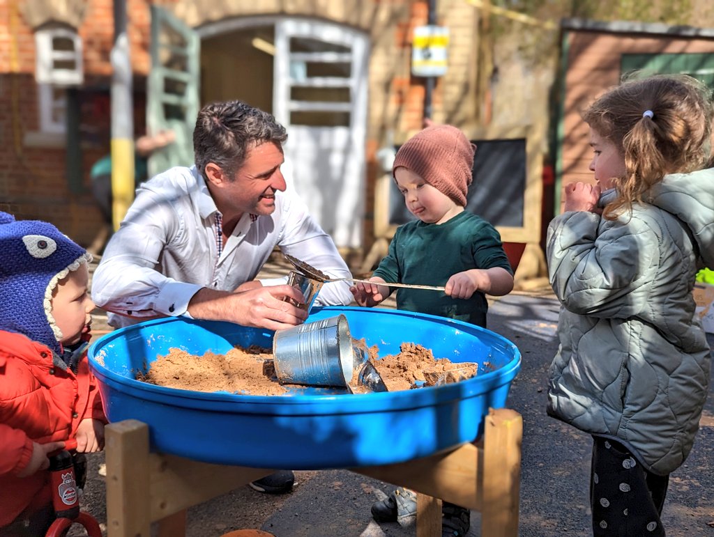 Ben meeting children at Acorn Day Nursery in Emberton