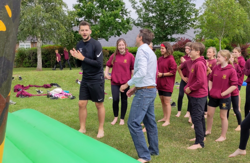 Ben Ready To Take Part In The Inflatable Sports Course