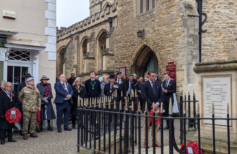 Ben attending the Remembrance Parade in Newport Pagnell