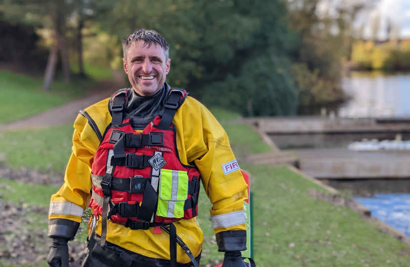 Ben on a training exercise with local firefighters