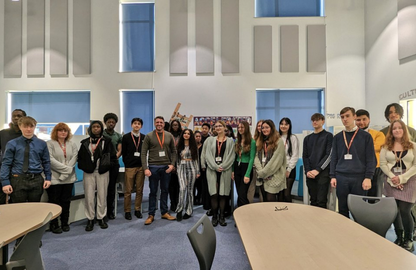 Ben Everitt MP with students at Walton High in Brooklands