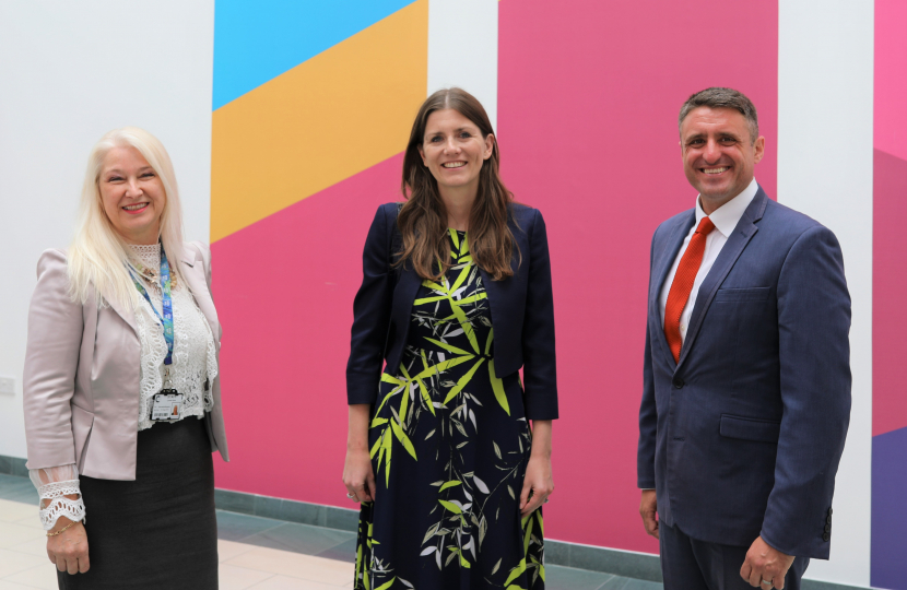 MK:U CEO Lynette Ryals, Universities Minister Michelle Donelan and Milton Keynes North MP Ben Everitt