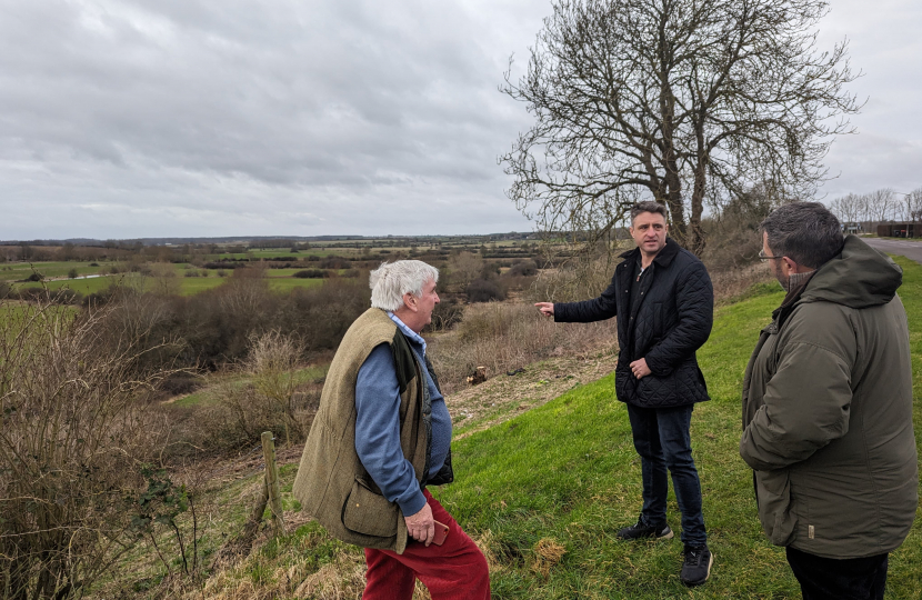 Ben Everitt MP discussing Labour's reckless plans with Olney councillors Keith McLean and Peter Geary