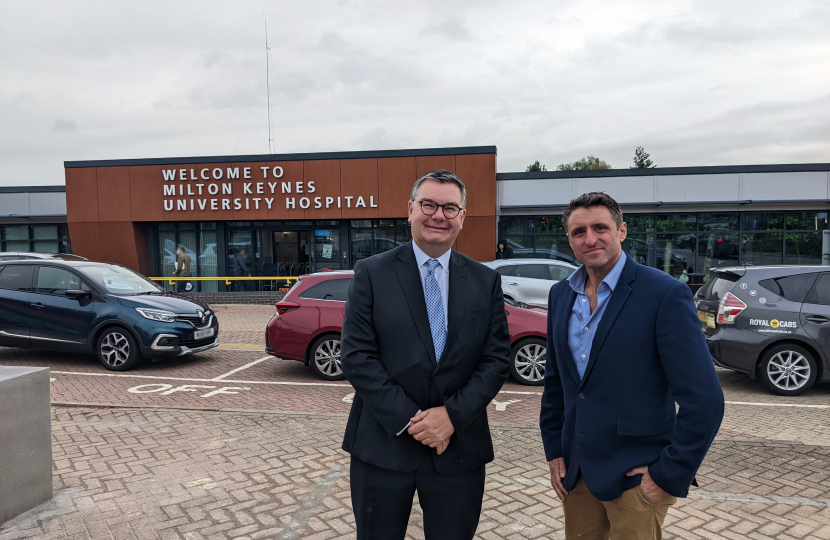 Ben Everitt MP and Iain Stewart MP outside Milton Keynes Hospital