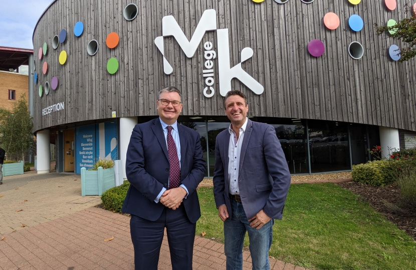 Ben Everitt MP (right) and Iain Stewart MP at Milton Keynes College