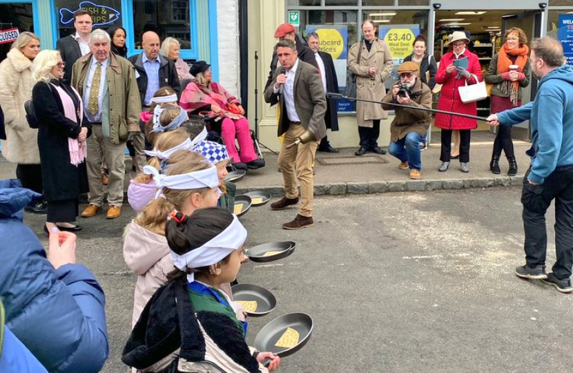 Ben Everitt MP at Olney Pancake Day Races