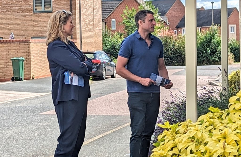 Ben Everitt MP on the doorstep with Penny Mordaunt