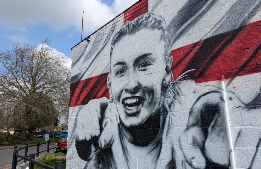 a mural of England captain Leah Williamson in Newport Pagnell