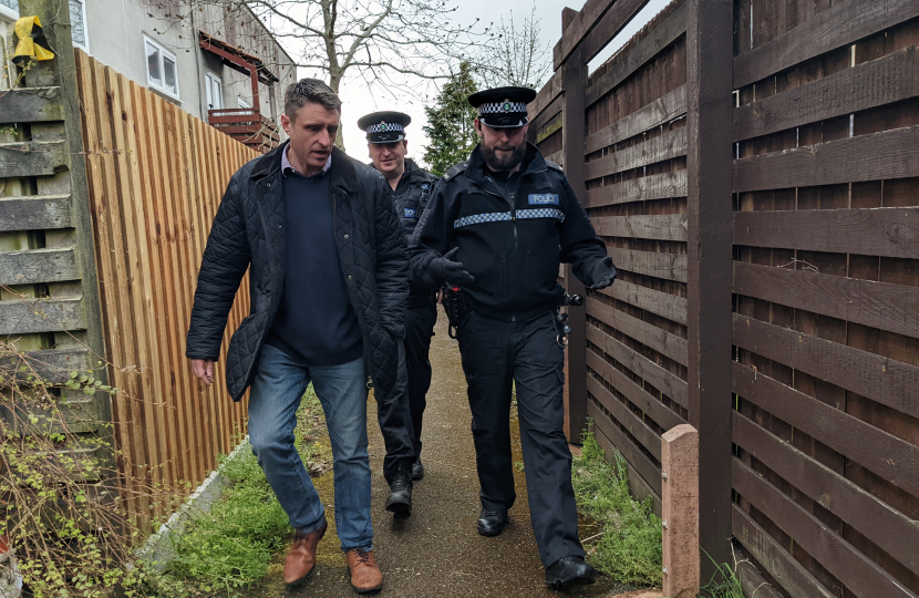 Ben Everitt MP with police in Heelands