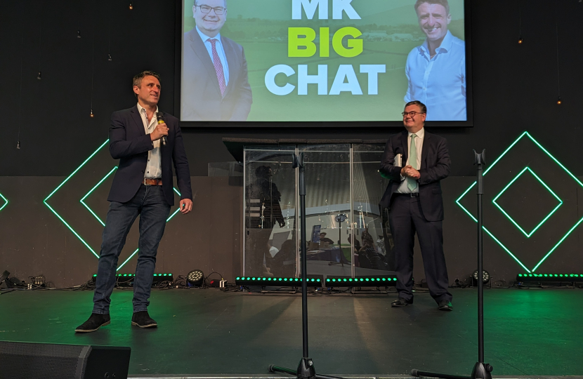 Ben Everitt MP speaking at the MK Big Chat, alongside Iain Stewart MP