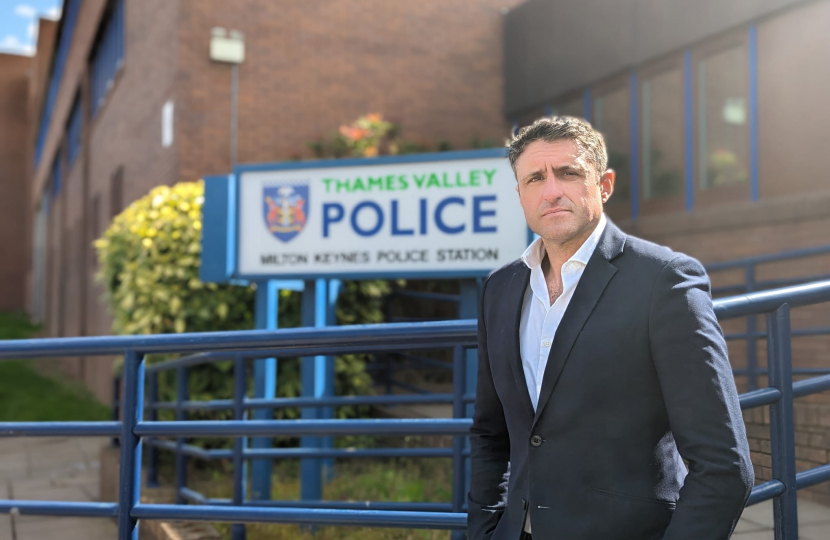 Ben Everitt MP outside Milton Keynes police station