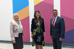 Ben at MK:U with Chief Executive Lynette Ryals and then-Education Minister Michelle Donelan