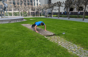 Ben doing push-ups in Parliament