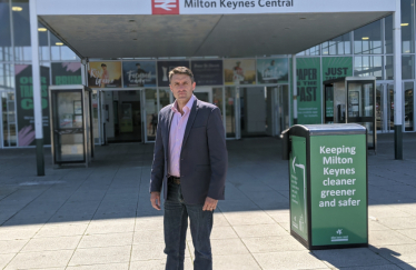 Ben Everitt MP at Milton Keynes Central train station