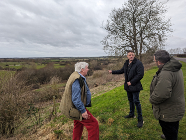 Ben Everitt MP discussing Labour's reckless plans with Olney councillors Keith McLean and Peter Geary