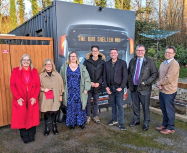 Ben meeting Bus Shelter MK and national charity Homeless Link with Iain Stewart MP and Conservative Parliamentary Candidate for Milton Keynes Central Johnny Luk