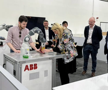 Ben and Minister Mims Davies at ABB Robotics In Milton Keynes