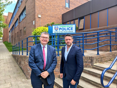 Iain Stewart MP (left) and Ben Everitt MP (right) at Milton Keynes police station